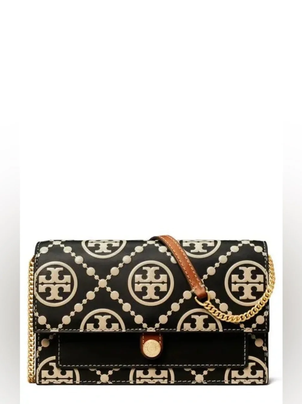 Tory Burch T Monogram Embossed Leather Wallet on Chain Crossbody contemporary